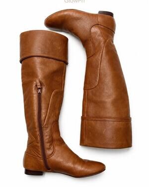 Rosegold Women’s Brown Leather Knee High Riding Boots Side Zip US 6.5 EU37